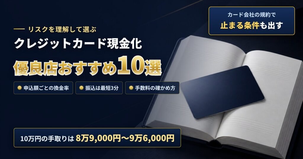 クレジットカード現金化の優良店10選を表すアイキャッチ画像
